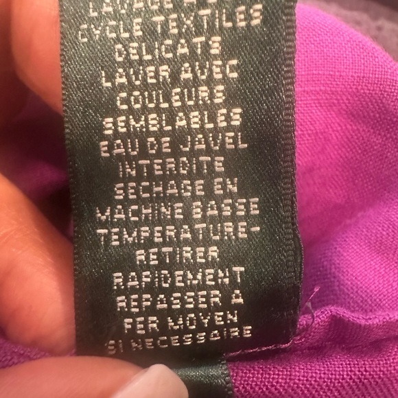 Lauren Ralph Lauren Blouse Women’s  L Purple 100% Linen Roll Tab Sleeve Tunic - Picture 3 of 8